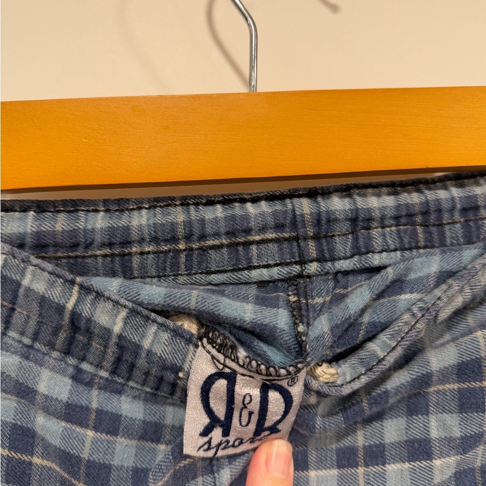 Kids Checkered Pajama Bottoms - Dark Blue and Sky Blue - Picture 4 of 13